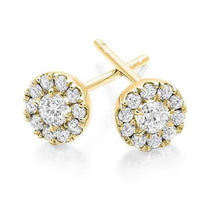 Load image into Gallery viewer, 18K Gold Pave Set Round Diamond Stud Earrings 0.50 Carat - Pobjoy Diamonds