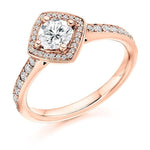 18K RG Brilliant Round Cut 0.85 CTW Halo Diamond Engagement Ring G/Si