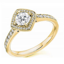 Load image into Gallery viewer, Round Brilliant Cut 0.85 CTW Diamond Halo &amp; Shoulders Engagement Ring F/VS-Verbier - Pobjoy Diamonds