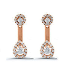 Load image into Gallery viewer, 18K Gold Circle &amp; Pear Diamond Drop Earrings 0.75 Carat  - Pobjoy Diamonds