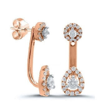 18K Gold Circle & Pear Diamond Drop Earrings 0.75 Carat  - Pobjoy Diamonds