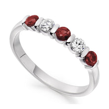 Load image into Gallery viewer, 18K White Gold Ruby &amp; Diamond Half Eternity Ring 0.61 CTW - Pobjoy Diamonds