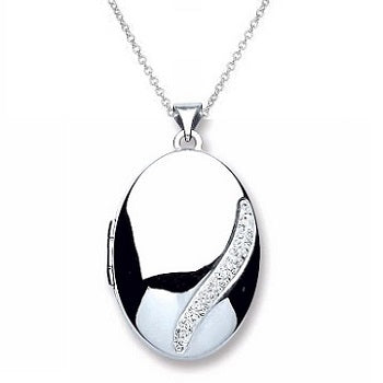 Sterling Silver With Crystal Locket & Chain