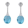 9K White Gold Diamond & Topaz Drop Earrings - Pobjoy Diamonds