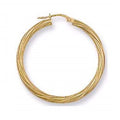 9K Gold Textured Hoop Earrings Mid Size - Pobjoy Diamonds
