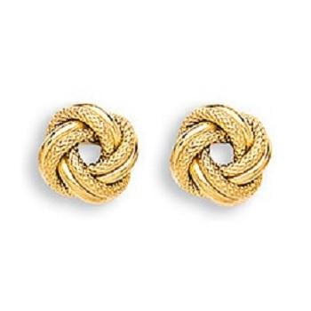 9K Yellow Gold Textured Small Knot Stud Earrings - Pobjoy Diamonds