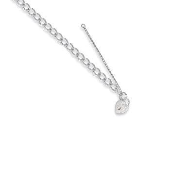 9K White Gold Ladies Curb Bracelet & Padlock - Pobjoy Diamonds