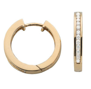 9K Yellow Gold Channel Set Diamond Earrings 0.50 CTW - Pobjoy Diamonds