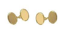 Load image into Gallery viewer, 9K Yellow Gold Mens Textured  Oval Chain Link Cufflinks - Pobjoy Diamonds