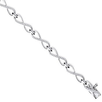 9K White Gold Set Infinity Link Diamond Bracelet - Pobjoy Diamonds