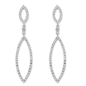 9K White Gold 0.50 Carat Marquise Diamond Drop Earrings  - Pobjoy Diamonds