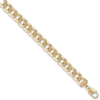 9K Yellow Gold Mens Heavyweight Classic Flat Curb Bracelet - Pobjoy Diamonds