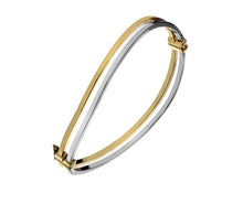 Load image into Gallery viewer, 9K Yellow &amp; White Gold Hollow Shaped Hinged Bangle - Pobjoy Diamonds