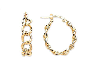 9K Yellow Gold Ladies Link Earrings-Pobjoy Diamonds