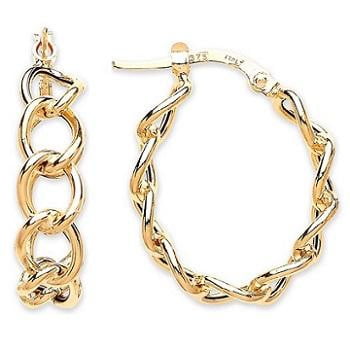 9K Yellow Gold Ladies Link Earrings-Pobjoy Diamonds