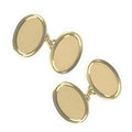 9K Yellow Gold Chain Link Oval Raised Edge Cufflinks - Pobjoy Diamonds