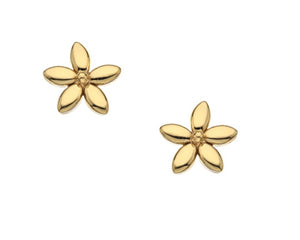 9K Yellow Gold Petal Stud Earrings - Pobjoy Diamonds