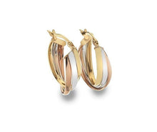 Load image into Gallery viewer, 9K Gold Russian Three Colour Hoop Earrings - Pobjoy Diamonds