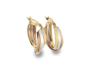 9K Gold Russian Three Colour Hoop Earrings - Pobjoy Diamonds