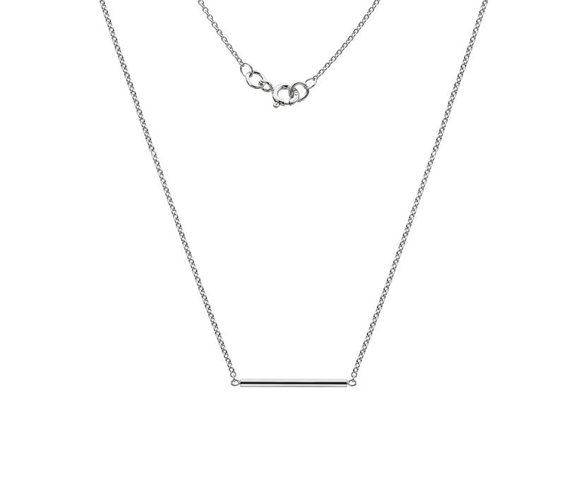 9K White Gold Round Bar Pendant Necklace - Pobjoy Diamonds
