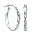 9K White Gold Twisted & Ribbed Hoop Earrings-Pobjoy Diamonds