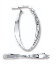 Load image into Gallery viewer, 9K White Gold Twisted &amp; Ribbed Hoop Earrings-Pobjoy Diamonds