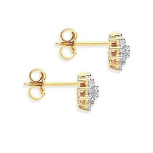 9K Yellow Gold Set Sunburst 0.50 CTW Diamond Earrings By Pobjoy Surrey