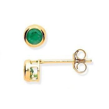 9K Yellow Gold & Emerald Small Stud Earrings - Pobjoy Diamonds