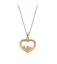 Load image into Gallery viewer, 9K Yellow Gold Heart &amp; Floating Heart Diamond Pendant - Pobjoy Diamonds