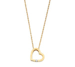 9K Yellow Gold & Diamond Heart Pendant & 18" Neck Chain