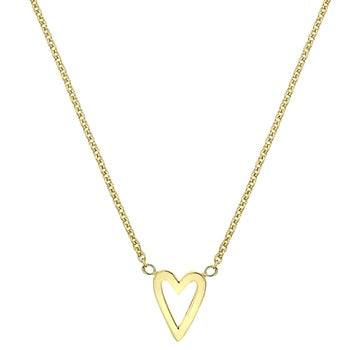 9K Yellow Gold Heart Pendant Necklace - Pobjoy Diamonds