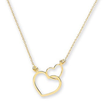 9K Yellow Gold Silhouette Hearts Pendant & Rolo Chain - Pobjoy Diamonds