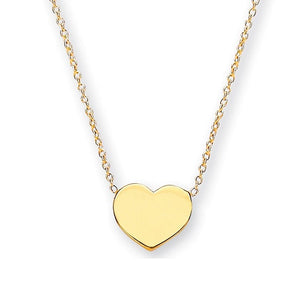 9K Yellow Gold Heart Pendant With Rolo Neck Chain - Pobjoy Diamonds