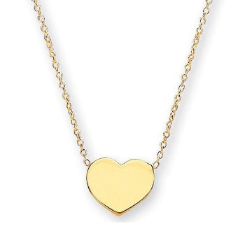 9K Yellow Gold Heart Pendant With Rolo Neck Chain - Pobjoy Diamonds