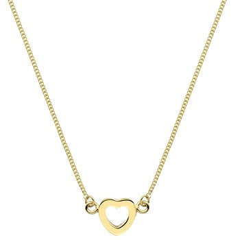 9K Yellow Gold Single Silhouette Heart & Neck Chain - Pobjoy Diamonds