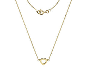9K Yellow Gold Single Silhouette Heart & Neck Chain - Pobjoy Diamonds