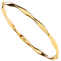 9K Yellow Gold Hollow Twist Ladies Hinged Bangle - Pobjoy Diamonds