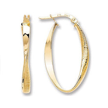 Load image into Gallery viewer, 9K Yellow Gold Twisted &amp; Ribbed Hoop Earrings-Pobjoy