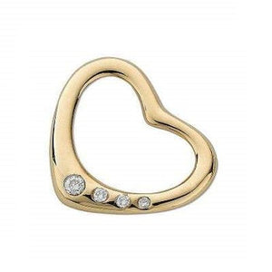 9K Yellow Gold & Diamond Open Heart Pendant - Pobjoy Diamonds