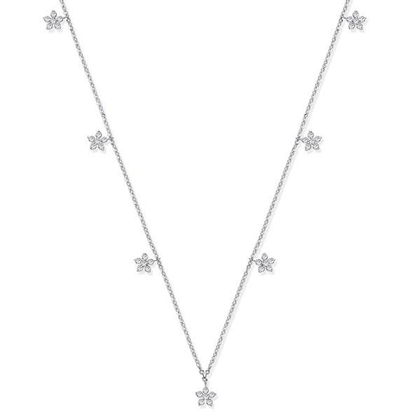 9K White Gold Diamond Florets Necklace-Pobjoy Diamonds