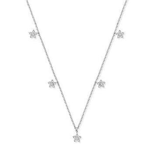 9K White Gold Diamond Florets Necklace-Pobjoy Diamonds