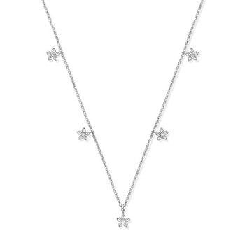 9K White Gold Diamond Florets Necklace-Pobjoy Diamonds