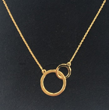 9K Yellow Gold Twin Flat Hoops & Rolo Neck Chain - Pobjoy Diamonds