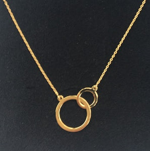 9K Yellow Gold Twin Flat Hoops & Rolo Neck Chain - Pobjoy Diamonds