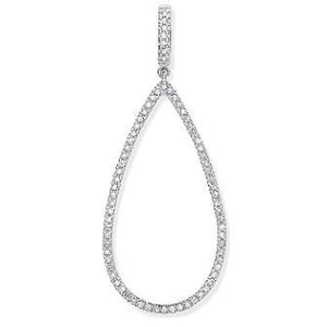 9K White Gold & Diamond Pear Pendant - Pobjoy Diamonds