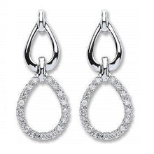 Load image into Gallery viewer, 9K White Gold &amp; Diamond  Drop Earrings 0.25 CTW