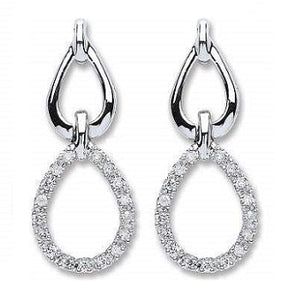 9K White Gold & Diamond  Drop Earrings 0.25 CTW