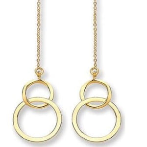 9K Yellow Gold Drop Hoop Earrings - Pobjoy Diamonds