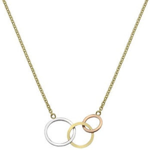 9K Three Gold Interlocking Hoop Pendant Necklace - Pobjoy Diamonds