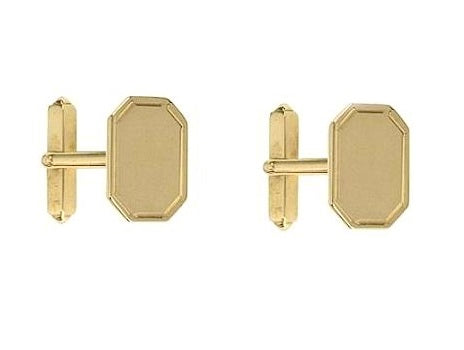 9K Yellow Gold Hexagonal Bar Cufflinks - Pobjoy Diamonds